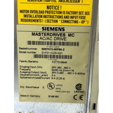 SIEMENS 6SE7013-0EP50-Z